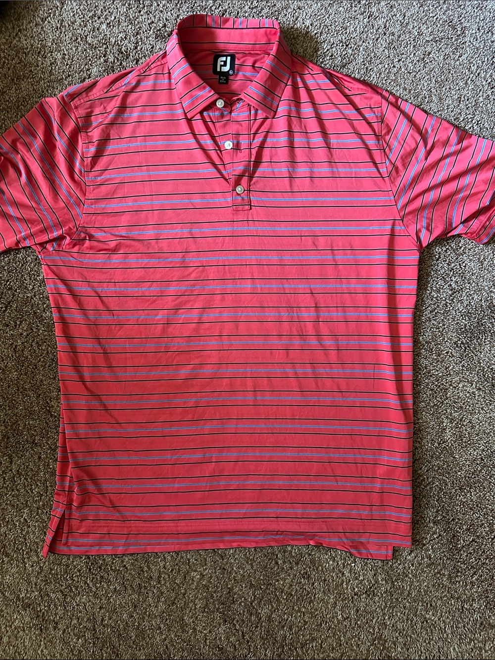 FootJoy Coral Pink Striped Golf Polo XL